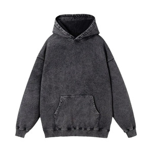 Sweat à capuche polaire pour homme, style vintage délavé à l'acide, en coton/polyester, avec logo personnalisé, coupe classique, couleur unie, Y2K, pour l'hiver - Product Image 2