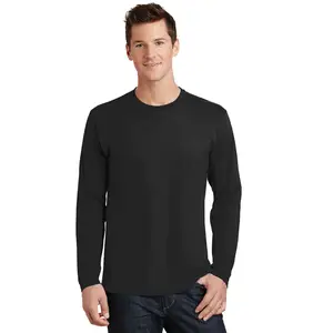 Schwarze Männer und großes echtes langärmeliges T-Shirt bis zur Größe 3XL atmungsaktives 100% Baumwoll-T-Shirt