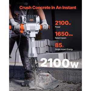 Martillo Demoledor Eléctrico de 2100W, Grado Profesional, 1650 BPM, Rompedor de Concreto Industrial con Caja de Almacenamiento para Cinceles - Product Image 6