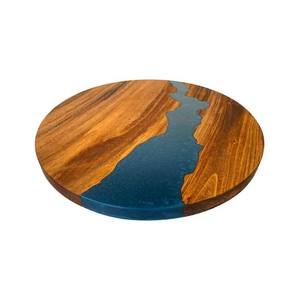Handmade <b>Black</b> and Brown Round Resin Set of Table Handcrafted Eco Friendly Natural Pine Bamboo Walnut Acacia Round <b>Coasters</b> - Product Image 3