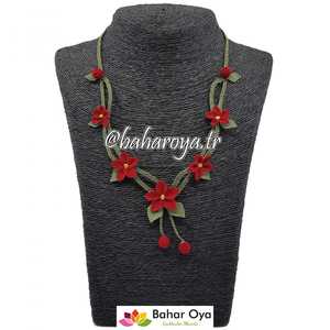 Collar de hiedra de encaje de aguja roja para ocasiones de fiesta - Product Image 1