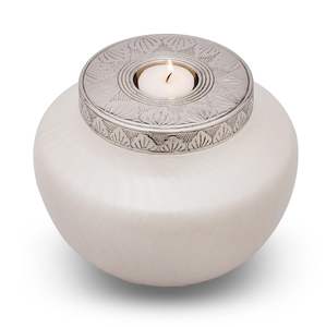 Cremation Urns for Human Ashes Adult White with <b>Candle</b> Holder and Velvet Bag Handcrafted Extra Large <b>Memorial</b> Urn w - Product Image 1