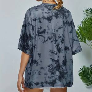 Venta al por mayor Tie Dye manga corta verano tinte camisetas de secado rápido transpirable de gran tamaño Tie-Dye camiseta último diseño OEM para niñas - Product Image 2