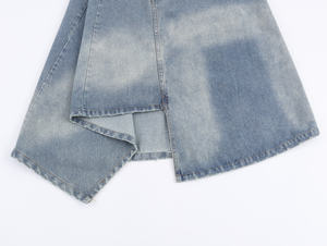 Blue Zipper Fly Asymmetrical Design Casual Fashion <b>Midi</b> <b>Skirts</b> Breathable <b>Denim</b> Wrap <b>Skirts</b> <b>for</b> <b>Women</b> with Empire Waistline - Product Image 4