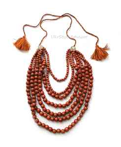 Plusieurs perles en bois de forme ronde collier en bois épais de mode collier en bois - Product Image 1