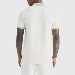 เสื้อยืดลำลองสำหรับผู้ชายเสื้อโปโลมีซิปแขนสั้นทรงหลวมพิมพ์ลายตามสั่ง100% - Product Image 2