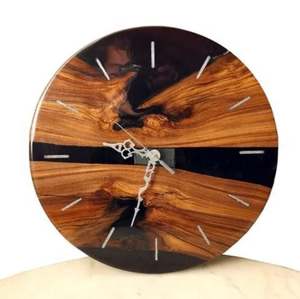 Best Quality Black Epoxy Resin Wooden Handmade Modern Multi-Functional Art <b>Wall</b> <b>Clock</b> Indian Exporters' Wood Craft <b>Unique</b> Home - Product Image 5