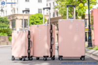 Valise de voyage à prix de gros, sacs de voyage tendance, valise de luxe en PC durable avec roues pivotantes à 360°, personnalisable, usine Hung Phat