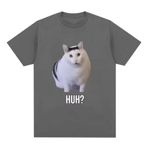 T-shirts unisexes à col rond, coupe classique, 100% coton, imprimé Huh Fat Cat, streetwear, manches courtes, logo personnalisé, prix de gros - Product Image 5