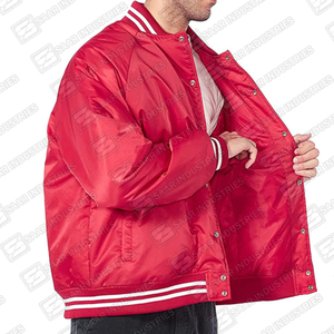 Veste universitaire réversible en satin de qualité supérieure, rouge, avec fermeture à boutons sur le devant, coupe-vent, couleurs et tailles personnalisées, style décontracté, hiver, hip-hop - Product Image 4