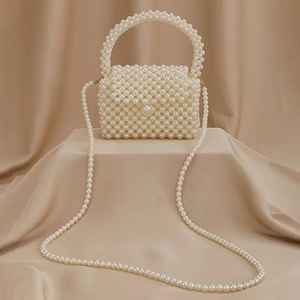Sac Hobo en plastique perlé perle ivoire sac à main moderne fait à la main | Sac à bandoulière élégant en perles | Grand rangement de garde-robe - Product Image 1