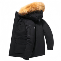 Manteau long en cuir véritable pour hommes, veste d'hiver imperméable pour temps froid, vêtements d'extérieur bouffants de luxe coupe-vent