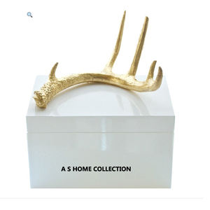 Joyero decorativo con tapa dorada de metal de mármol blanco de alta calidad - Product Image 2