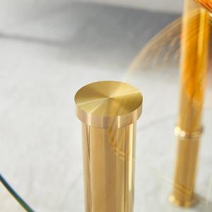 Mesa de Centro Ecológica con Base de Vidrio Templado y Patas de Acero Inoxidable Chapadas en Oro, Diseño Moderno para Muebles de Sala - Product Image 2