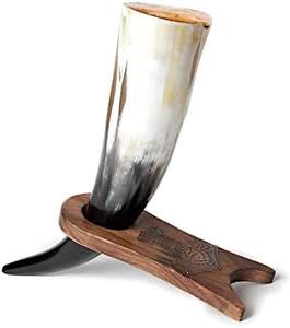 Taza de Cuerno de Lujo Hecha a Mano con Soporte de Madera, Diseño Único y Pulido, CRAFT ZONE EXPORT, para Reenactaciones Históricas, Impermeable - Product Image 2