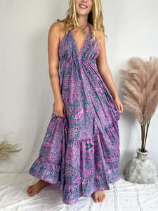 2025 sans manches dos nu Maxi robe été vacances Style femmes col en v profond taille naturelle 100% coton écologique - Product Image 2
