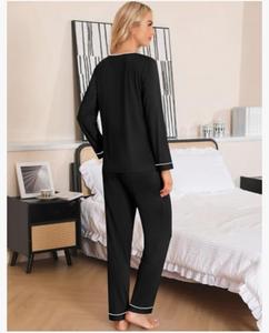 โมดอลแขนยาวคอวีแบบติดกระดุมชุดใส่อยู่บ้านแบบลำลองสำหรับผู้หญิงชุดใส่อยู่บ้านแบบสมอง XS-XXL ขนาด - Product Image 5