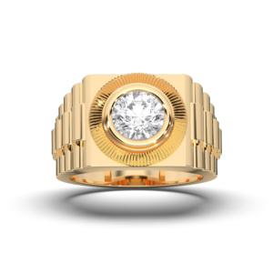 Lujoso anillo de diamante de corte redondo de moissanita de 2,00 quilates con forma de bisel de oro macizo de 10K 14K 18K de quilates de moissanita de 30/25/30/quilates - Product Image 1