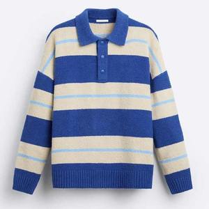 Servicio de OEM transpirable al por mayor de alta calidad 100% ropa de algodón de punto de solapa patrón de letras cómodo suéter de los hombres - Product Image 5