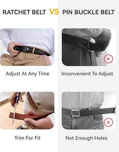 Cinturones de Lujo para Hombre Q152, Cinturones de Vestir de Cuero Genuino con Hebilla Automática Dorada, Clásicos y Vintage - Product Image 3