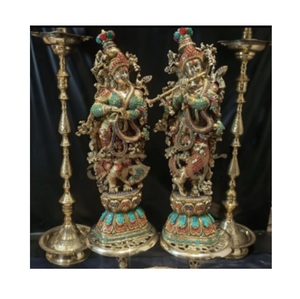 La escultura de Dios de metal de latón dorado irradia belleza mítica y energía devocional con cada símbolo de expresión divina - Product Image 3