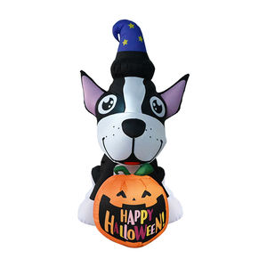 สุนัขเป่าลมฮาโลวีนขนาด 5 ฟุต พร้อมไฟ LED รูปฟักทอง สำหรับตกแต่งสวน งานปาร์ตี้กลางแจ้ง - Product Image 2