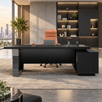 Bureau de direction moderne noir avec armoire de rangement latérale pour mobilier de bureau de PDG