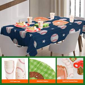 Juego <span class=keywords><strong>de</strong></span> 125 Platos, Vasos y Servilletas Desechables <span class=keywords><strong>con</strong></span> Diseño <span class=keywords><strong>de</strong></span> Campo <span class=keywords><strong>de</strong></span> Béisbol para Fiestas <span class=keywords><strong>de</strong></span> Cumpleaños y Baby Shower <span class=keywords><strong>con</strong></span> Temática <span class=keywords><strong>de</strong></span> Béisbol - Product Image 3