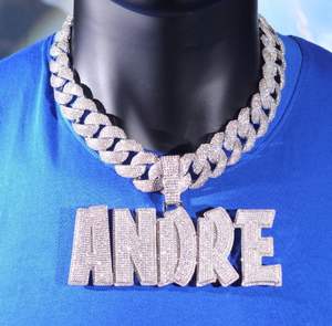 Pendentif Hip Hop Plaqué Or Personnalisé en Argent Sterling avec Moissanite VVS, Pendentif Lettre Nom, Design Personnalisé, Testé - Product Image 1