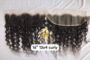 100% non transformé brut indien Temple vierge en gros meilleur produit de qualité supérieure 13x4 naturel bouclés frontal extensions de cheveux humains - Product Image 2