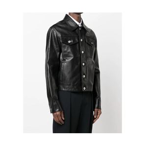 Veste en cuir de motard pour homme, design décontracté, design d'hiver uni, fermeture éclair, durable, épaules matelassées, respirante, streetwear - Product Image 3