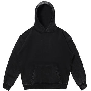 Sudadera con Capucha Vintage Lavada Personalizada, Sudadera con Capucha Negra Lavada al Ácido, Etiqueta Privada, Sudadera con Capucha Extra Grande para Hombre - Product Image 1