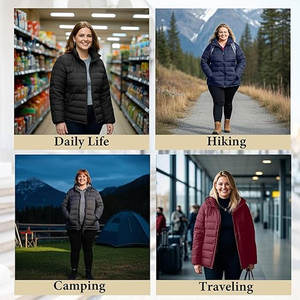 Plus Size Puffer <b>Jacket</b> for Women 1X - 7X Lightweight <b>Packable</b> Winter Coat Warm Water-Resistant Outerwear Comfortable - Product Image 4