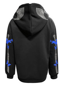 2025 unisexe 100% coton Denim Streetwear à capuche personnalisé motif 3D impression en relief long pull fermeture éclair conception lavé uni - Product Image 2