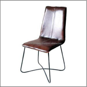 2025 Silla de comedor rústica moderna con patas de hierro cuero hecho a mano de precisión de lujo al por mayor para apartamento hogar Bar taller - Product Image 2