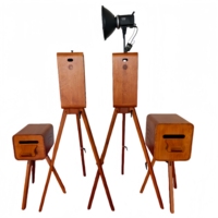 Photomaton rétro double face en bois avec support pour DSLR, SLR et iPad, impression instantanée, capacité de 15 personnes, double connectivité (USB/Wi-Fi)