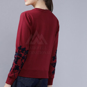 Sweat-shirt à col rond personnalisé d'usine Dernier pull à la mode pour femmes en coton Sweat-shirt - Product Image 4