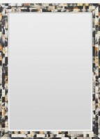 Miroir mural rectangulaire moderne artisanal en MDF de pin et corne, écologique, durable, élégant, décoration de mariage