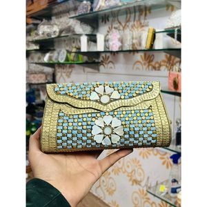 Fancy Crystal Pearl Half <b>Moon</b> Classic Fashion Evening Clutch Purse for Women Party Handbag-Wholesale From India - Product Image 5