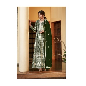 Chaqueta de trabajo de alta demanda para mujer, chaqueta femenina de alta calidad con diseño de zorros, Georgette, con bordado de secuencia de lujo, Salwar Kameez con Dupptta - Product Image 1