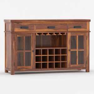 Aparador de Madera de Teca Maciza, Ecológico, Duradero, Rústico, Estilo Antiguo, Mueble de Bar para Vinos, Hecho a Mano, para Comedor o Cocina - Product Image 5