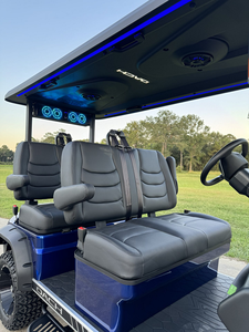 Voiturette de golf bleue à vendre, électrique, 72V, 4 places, sièges orientés vers l'avant - Product Image 2