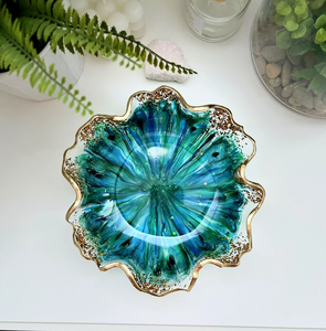 ชามตกแต่งเรซินสีฟ้าทองทำด้วยมือเป็นมิตรต่อสิ่งแวดล้อมของตกแต่งบ้านศิลปะชามของขวัญคุณภาพสูงออกแบบเองสำหรับปาร์ตี้ - Product Image 4