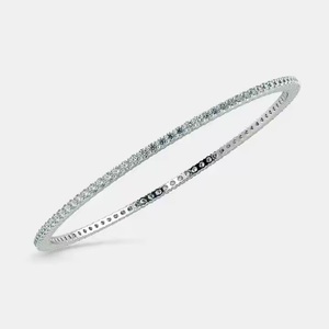 Bracelet en or blanc massif 18 carats avec diamant rond, pierre de naissance, cadeau, or véritable naturel pour les filles - Product Image 5
