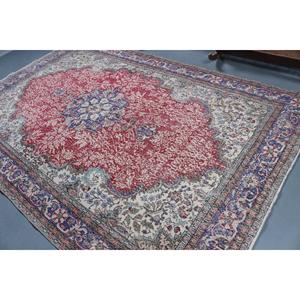 Grand tapis vintage, tapis turc 6,7x10,3 pieds, tapis en laine rouge - Product Image 4