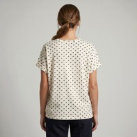 Kaos Wanita Lengan Pendek V-Neck Motif Polkadot Bahan Katun 100% Ukuran All Size untuk Musim Semi/Panas