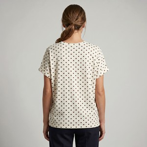Camiseta grande con cuello en V y manga corta con estampado de lunares, 100 % algodón, talla única (tallas 38–46) - Product Image 2