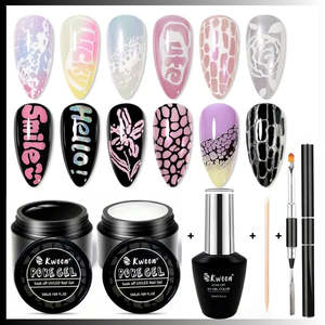 Kween Poke Gel 5-Piece Kit-Black & White Magic Nail Art Poking Sculpting <b>Builder</b> Gel - Product Image 4