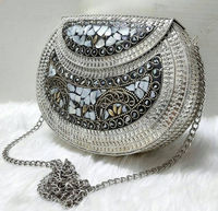 Pochette de Soirée de Luxe pour Femme, Perles Blanches, Fermeture Éclair, Style Vintage, Idéale pour Dîner, Mariage, Mariée