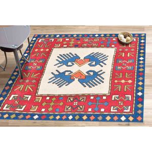 Tapis turc rouge : lavable en machine, décoration de style farmhouse, tapis doux non tissé - Product Image 1